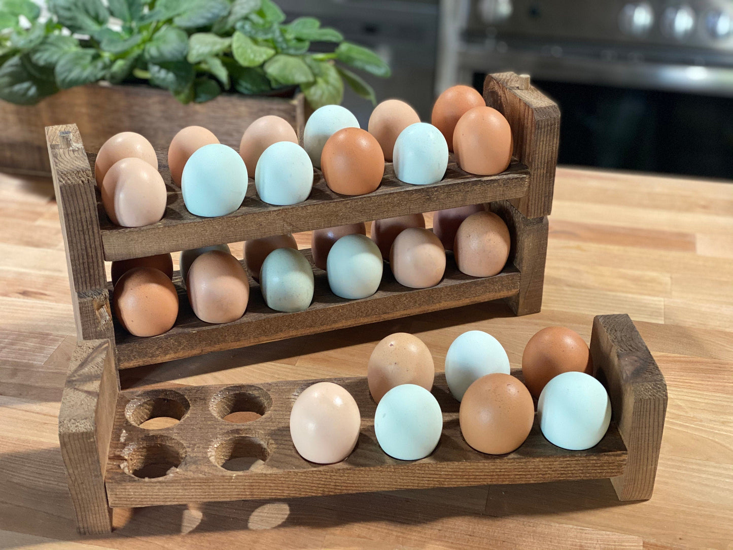 Farmhouse Stackable Wood Egg Holder l Egg Storage l Fresh Egg Storage l Wooden Egg Holder l Wooden Egg Rack l Wood Egg Carton l Egg Tray