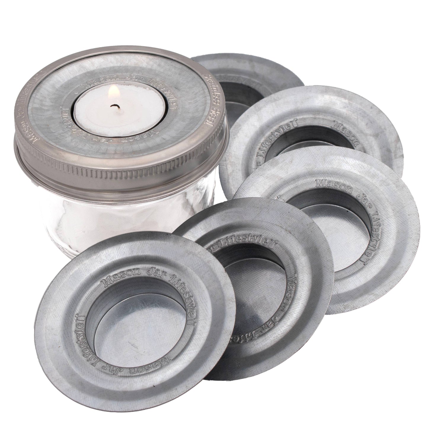 Tea Light Holder Metal Lid Insert For Mason Jars (6 pk)